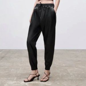ZARA FAUX LEATHER JOGGING PANTS - M - NWT